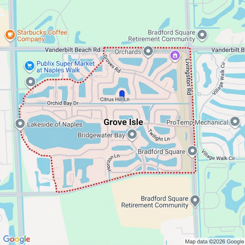 google maps image of Grove Isle, Naples, FL