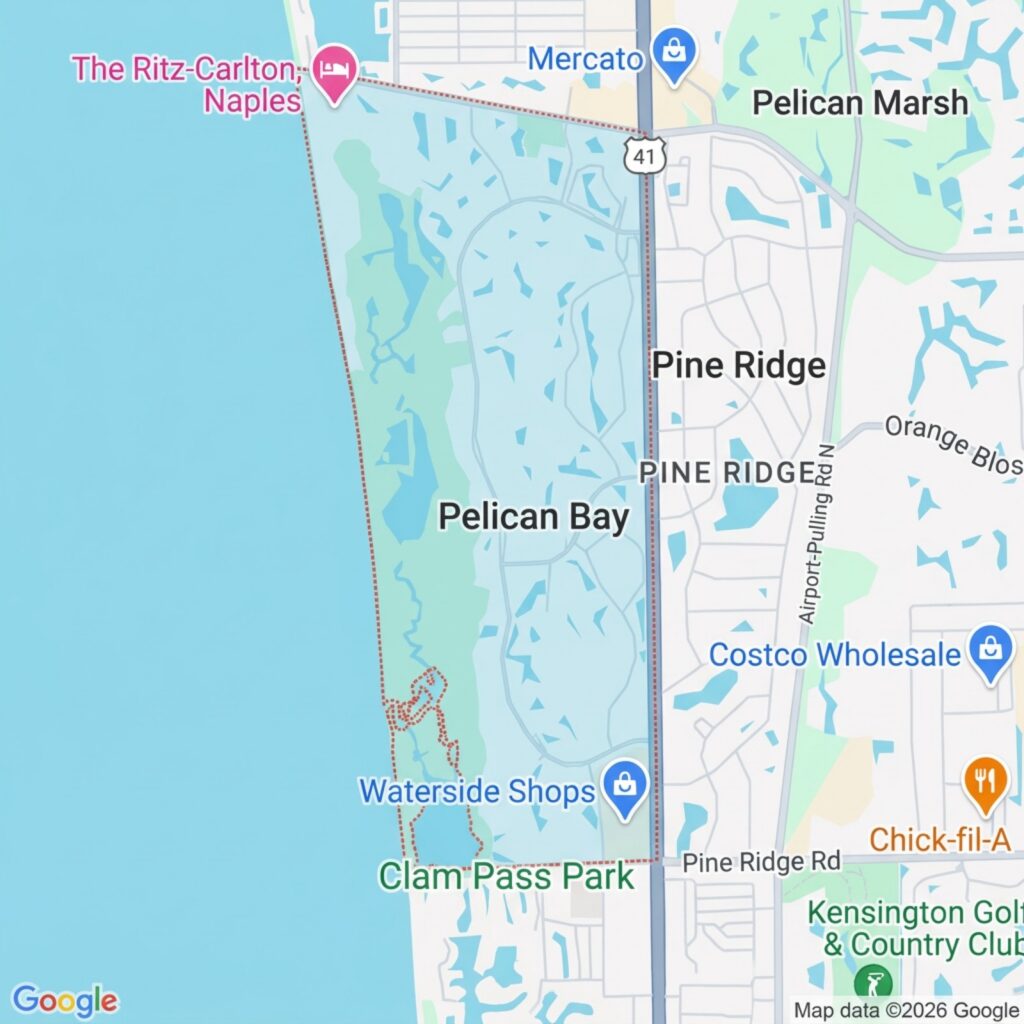 google maps image of Pelican Bay, Naples, FL