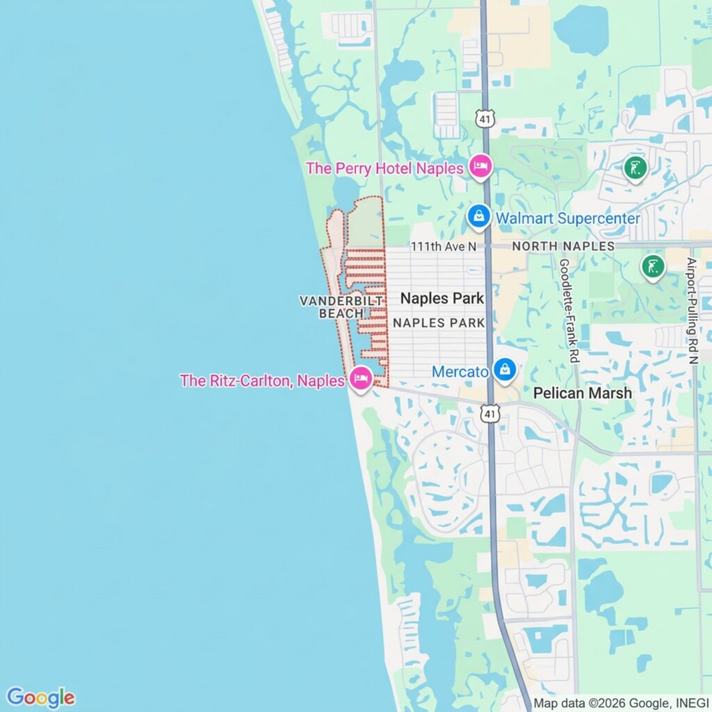 google maps image of Vanderbilt Beach, Naples, FL